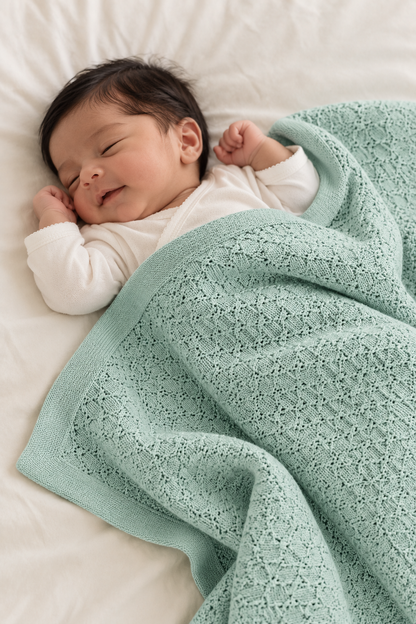 Knit Blanket - Green Cable