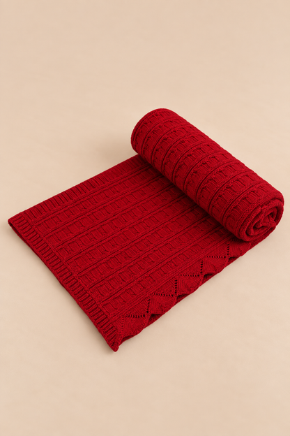 Knit Blanket - Maroon Frill