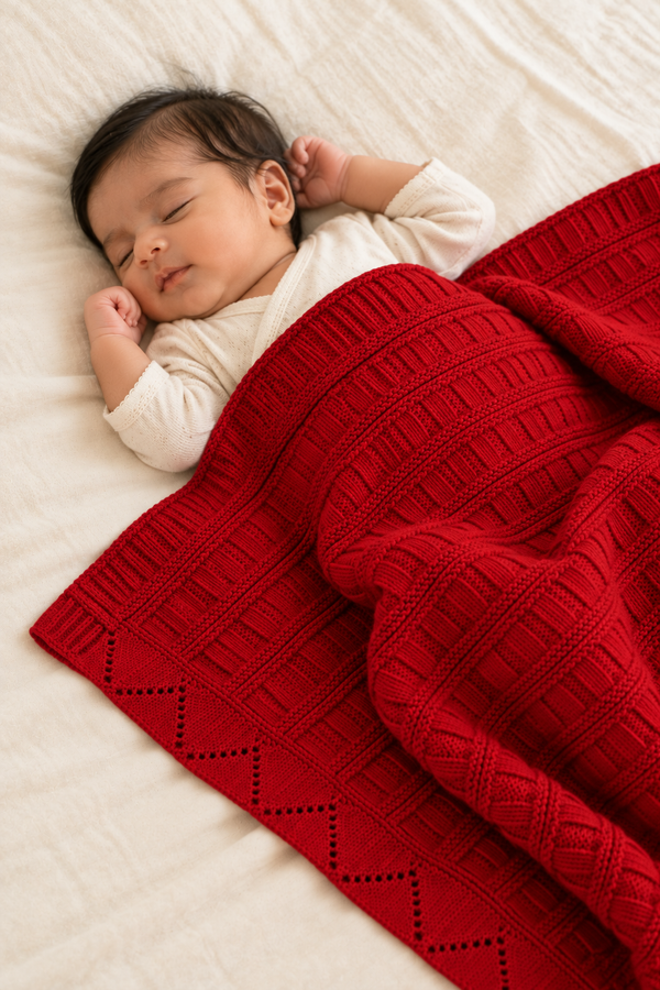 Knit Blanket - Maroon Frill