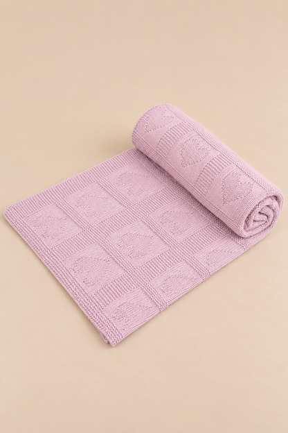Knit Blanket - Mauve Heart