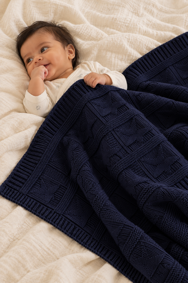 Knit Blanket - Navy Star