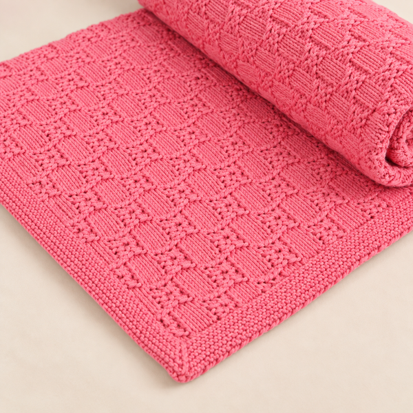Knit Blanket - Peach Cable