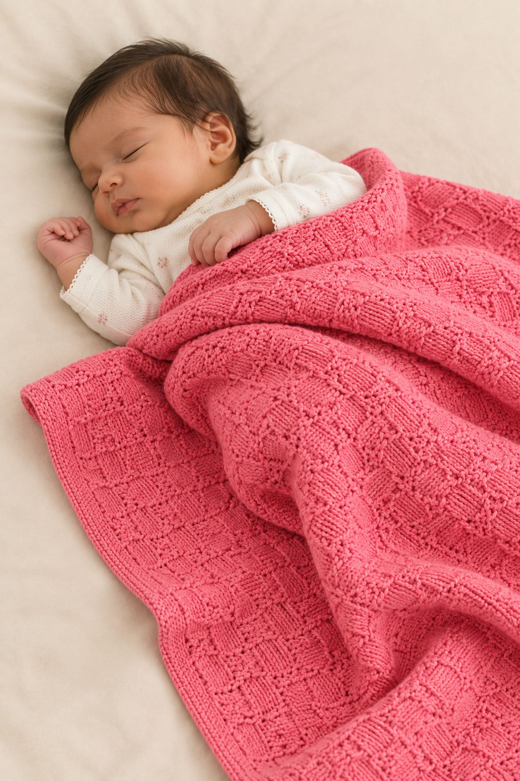 Knit Blanket - Peach Cable