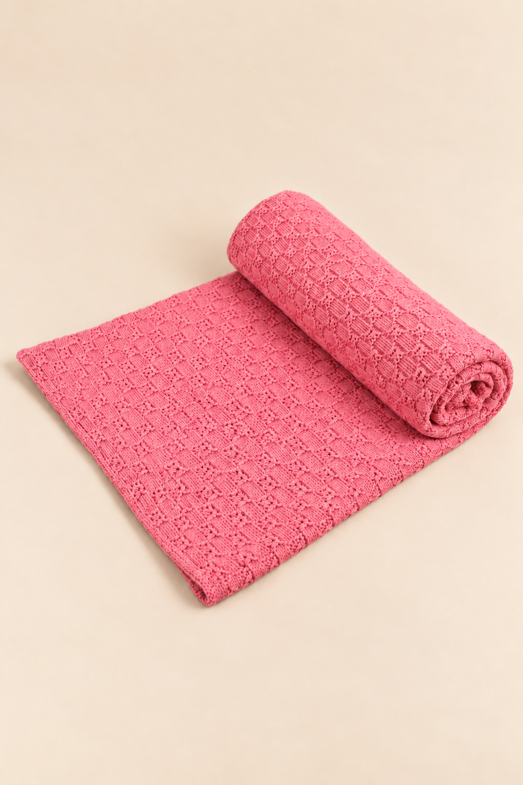 Knit Blanket - Peach Cable
