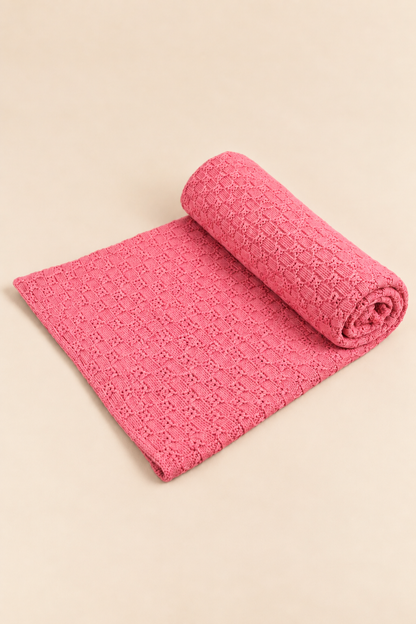 Knit Blanket - Peach Cable