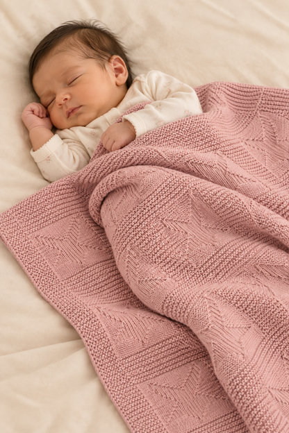 Knit Blanket - Rose Pink Star
