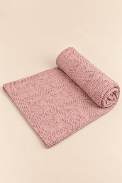 Knit Blanket - Rose Pink Star