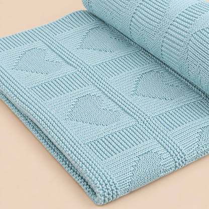 Knit Blanket - Sea Green Heart