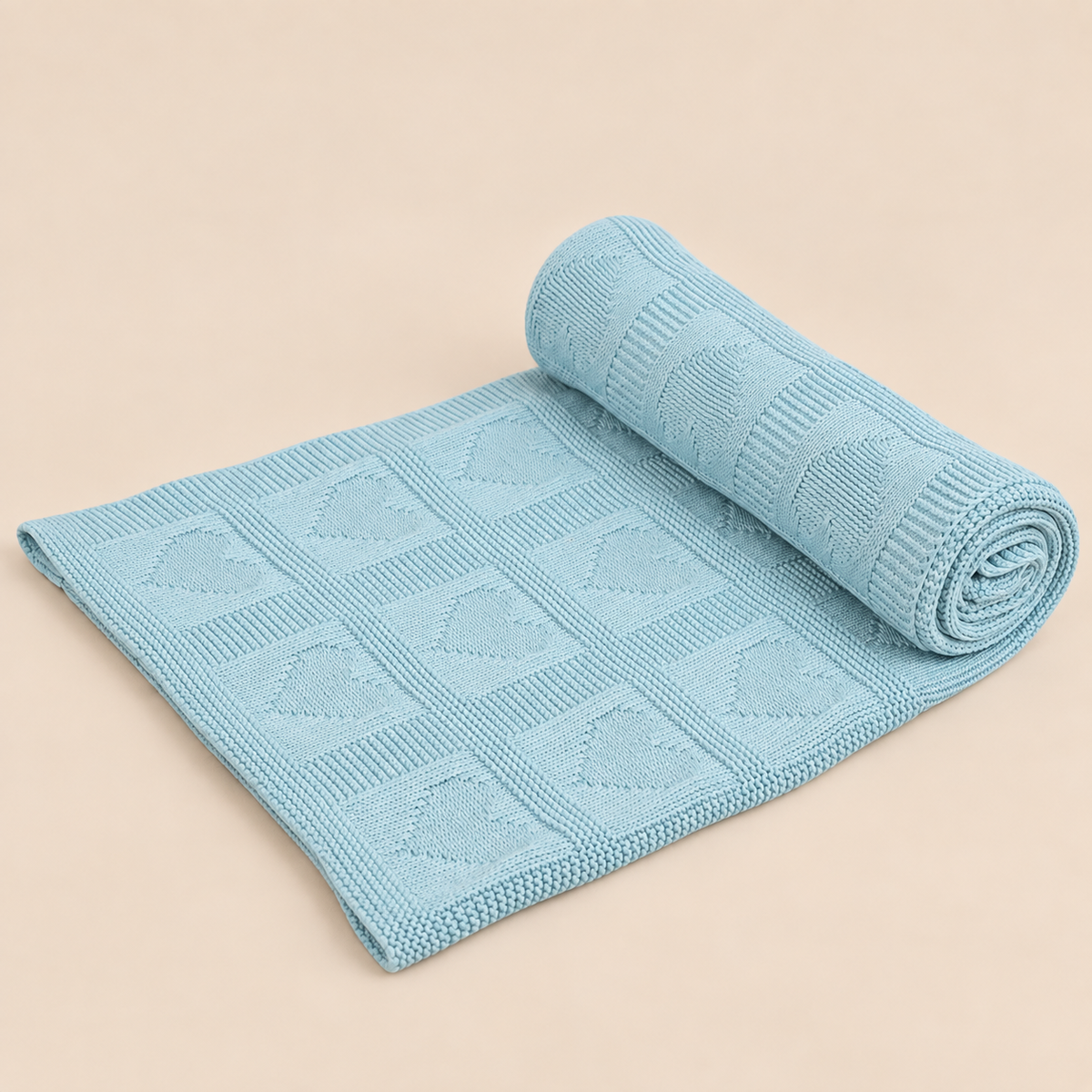 Knit Blanket - Sea Green Heart