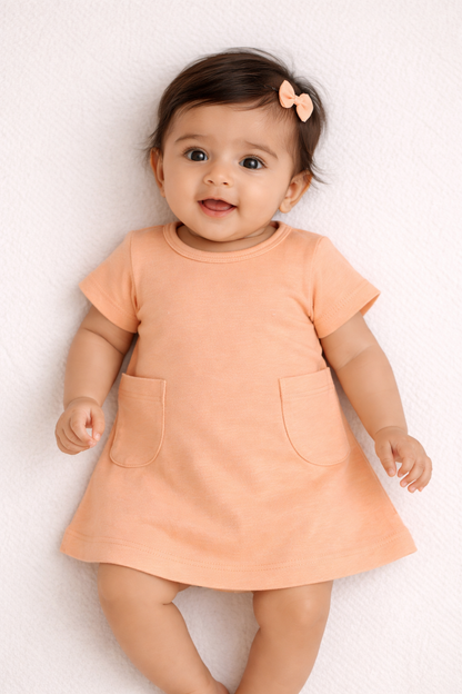Organic Cotton Baby Dress Peach - ITSYBOO