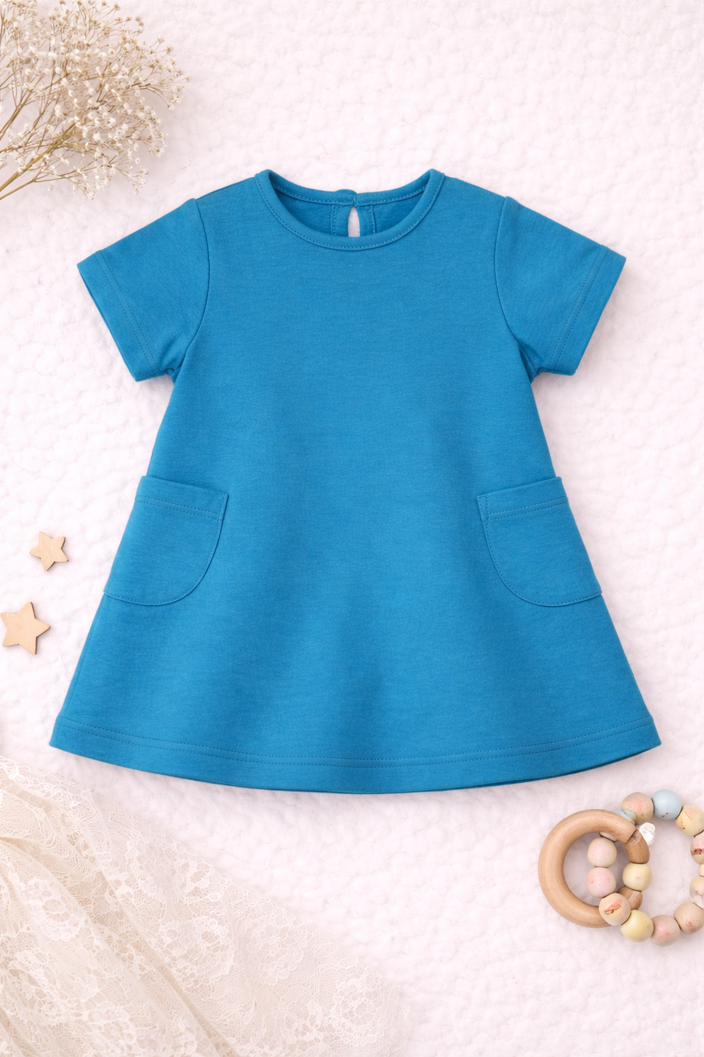 Organic Cotton Baby Dress Blue - ITSYBOO
