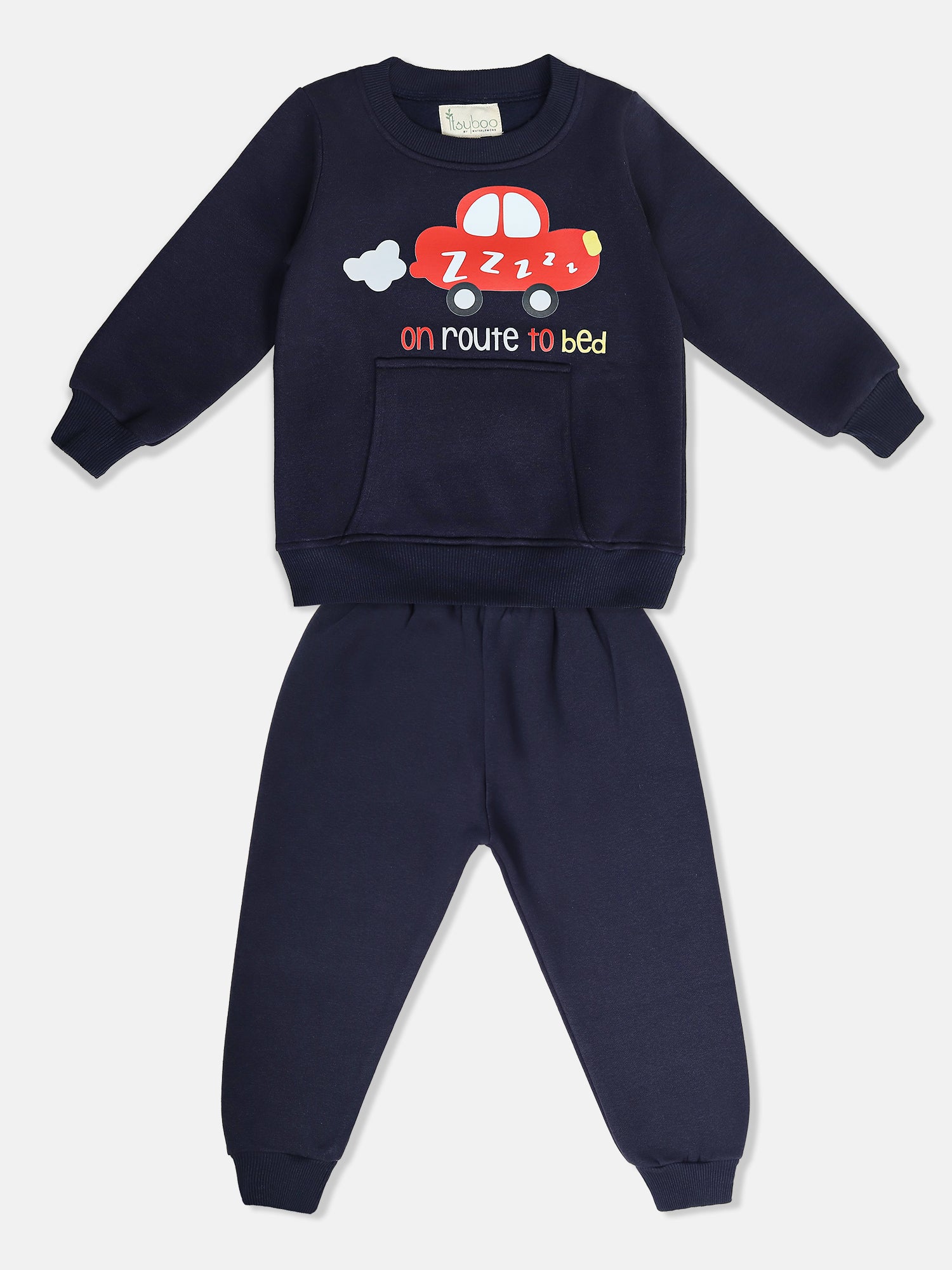 Boys’ Winter Sweatshirt & Bottom Set – On Route to Bed’ Car Print - ITSYBOO
