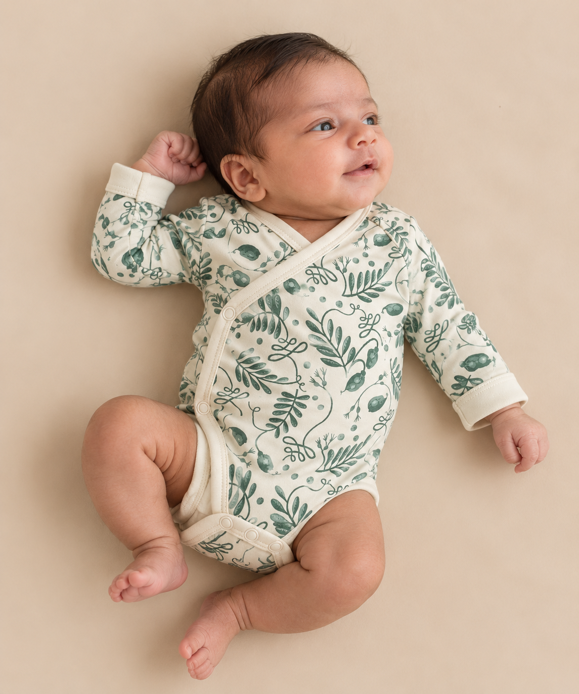 Lentil Print Full Sleeve Baby Kimono