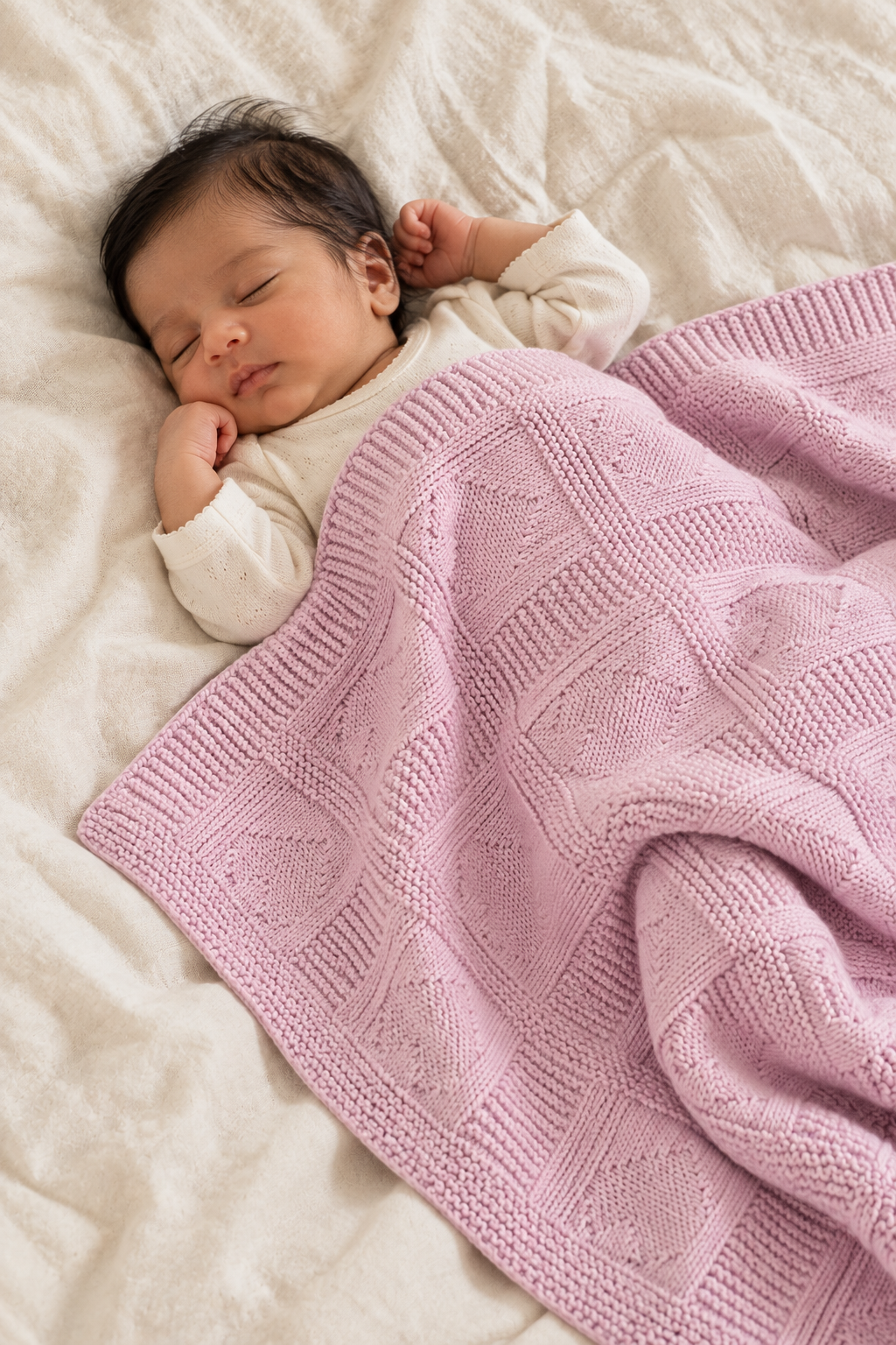 Knit Blanket - Mauve Heart