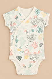 Reef Print Half Sleeve Baby Kimono