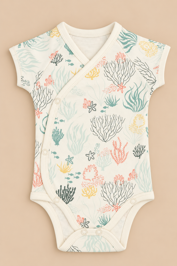 Reef Print Half Sleeve Baby Kimono