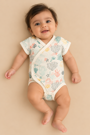 Reef Print Half Sleeve Baby Kimono