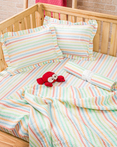 COT SHEET AND PILLOW- ZIG ZAG