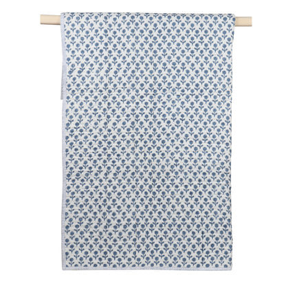 FLOWER HAND BLOCK PRINTED QUILT- BLUE - ITSYBOO