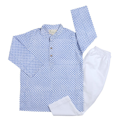 KURTA PYJAMA- BLUE BLOCK - ITSYBOO