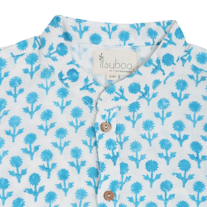 KURTA PYJAMA- LIGHT BLUE FLOWER - ITSYBOO