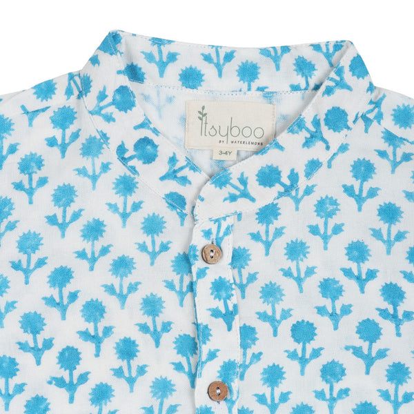 KURTA PYJAMA- LIGHT BLUE FLOWER