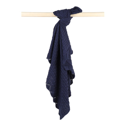 KNIT BLANKET- NAVY FRILL - ITSYBOO