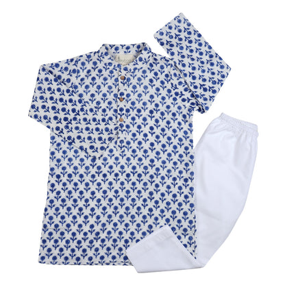 KURTA PYJAMA- DARK BLUE FLOWER - ITSYBOO