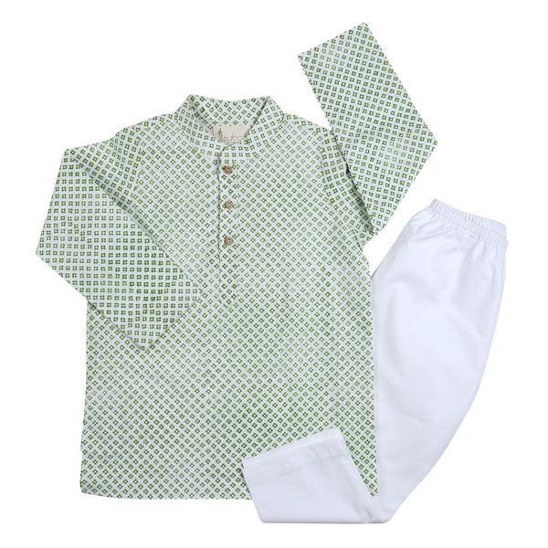 KURTA PYJAMA- GREEN BLOCK