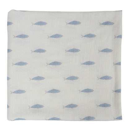 ZEBRA AND FISH MUSLIN SWADDLE - ITSYBOO