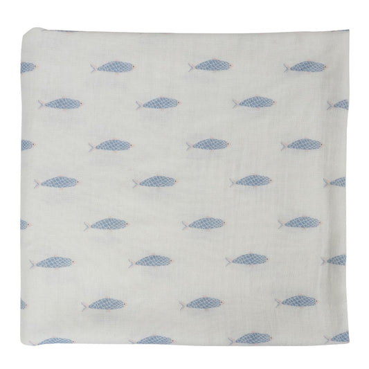 ZEBRA AND FISH MUSLIN SWADDLE - ITSYBOO
