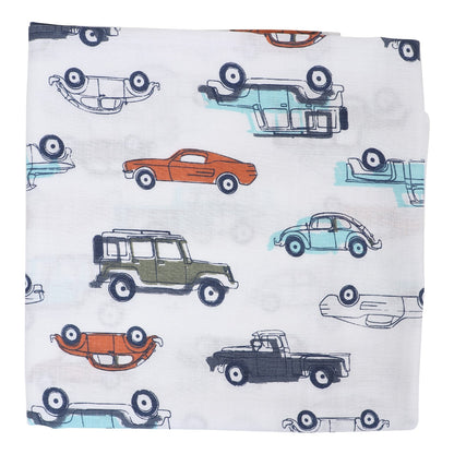VROOM VROOM CAR MUSLIN SWADDLE - ITSYBOO