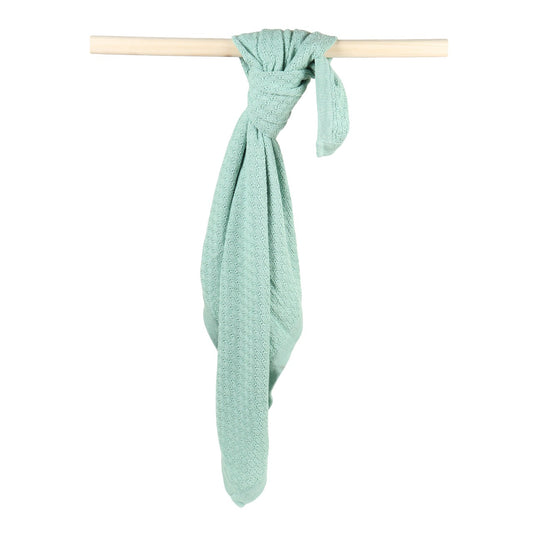 KNIT BLANKET- GREEN CABLE - ITSYBOO