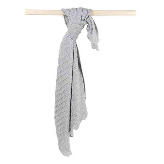 KNIT BLANKET- GREY FRILL - ITSYBOO
