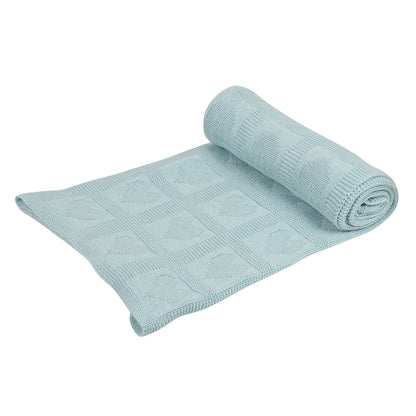 KNIT BLANKET- SEA GREEN HEART - ITSYBOO