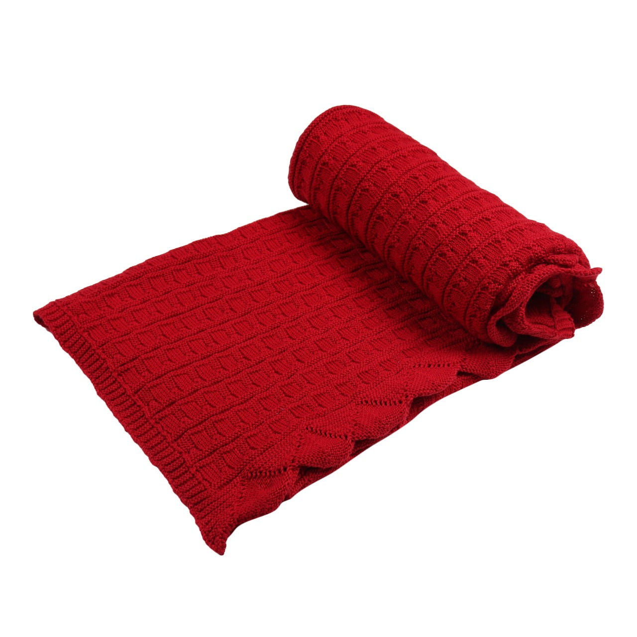 KNIT BLANKET- MAROON FRILL - ITSYBOO