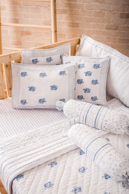 BABY BEDDING SET- BLUE ELEPHANT - ITSYBOO